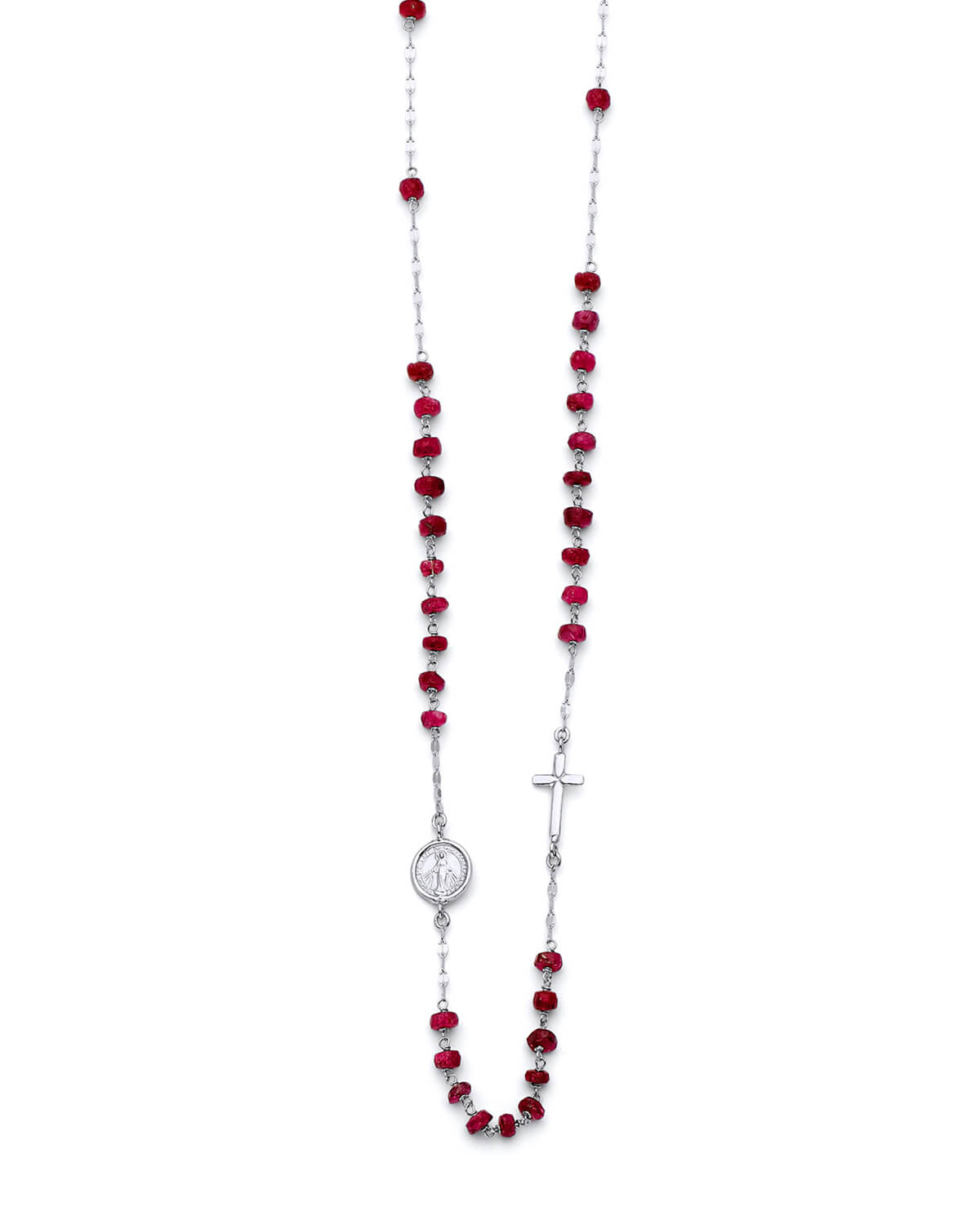 Cross Rosary Necklace in 14K White Gold