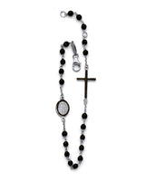 Beaded Ladies Cross Rosary Bracelet In 14K White Gold