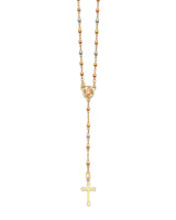 Cross Five-Decade Rosary Necklace in 14K Tri-Color Gold