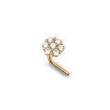White CZ Flower Nose Ring in 14K Gold