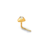 White CZ Heart Nose Ring in 14K Gold