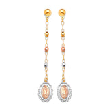 Guadalupe Tassel Earrings in 14K Tri-Color Gold and Butterfly Backing