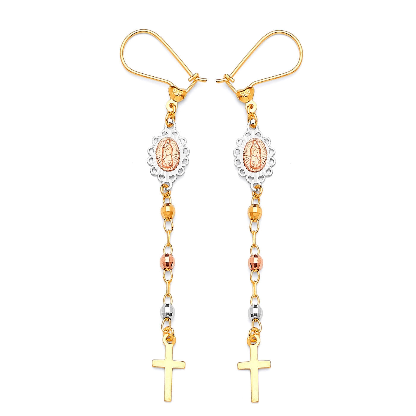 Guadalupe Tassel Earrings in 14K Tri-Color Gold