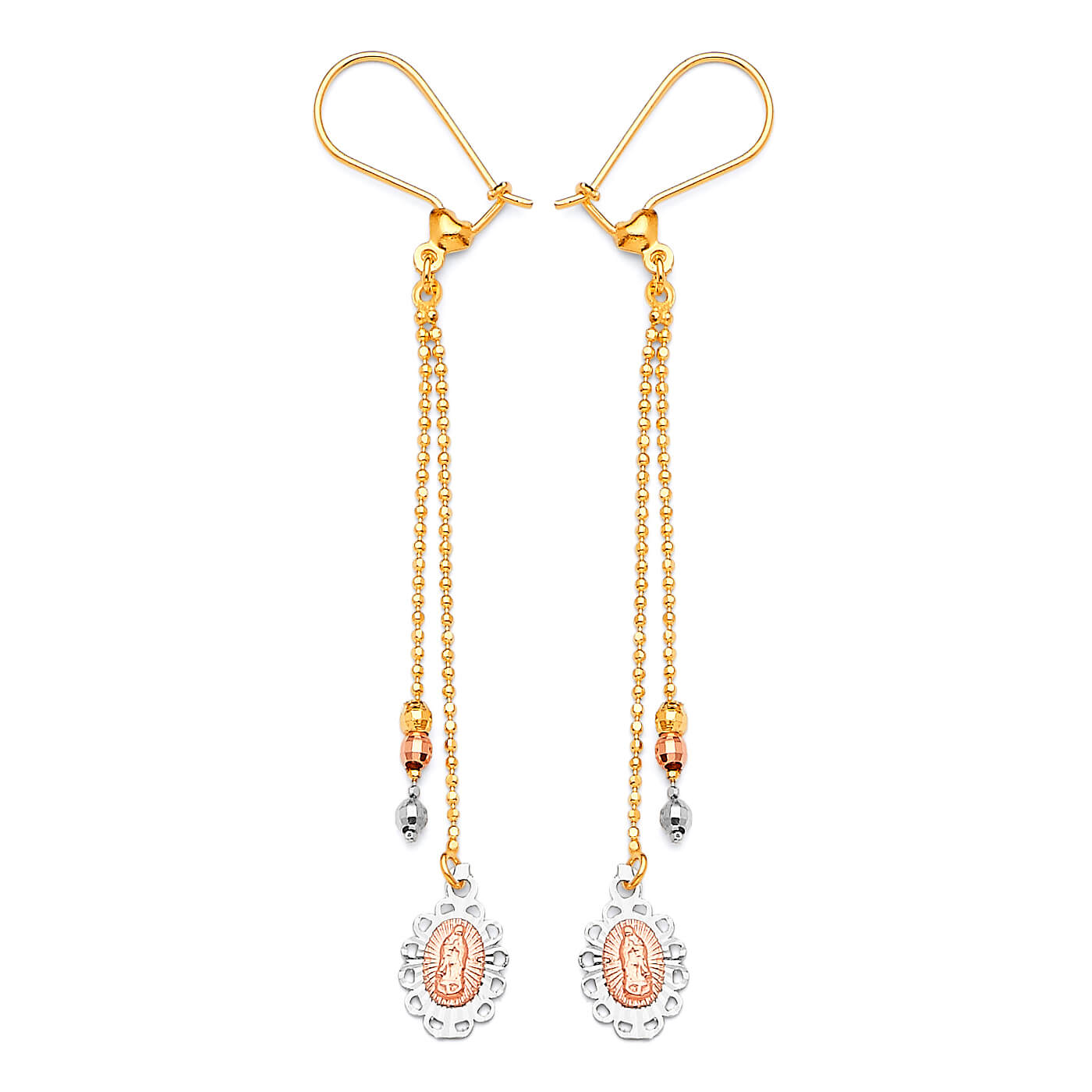 Guadalupe Tassel Earrings in 14K Tri-Color Gold