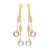 Tassel Earrings in 14K Tri-Color Gold and Butterfly Backing