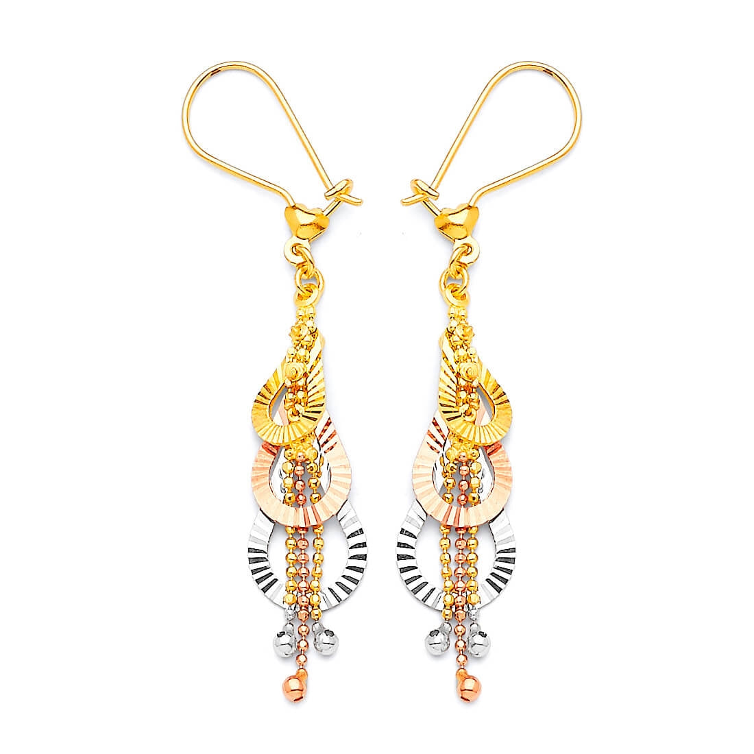 Tassel Earrings in 14K Tri-Color Gold