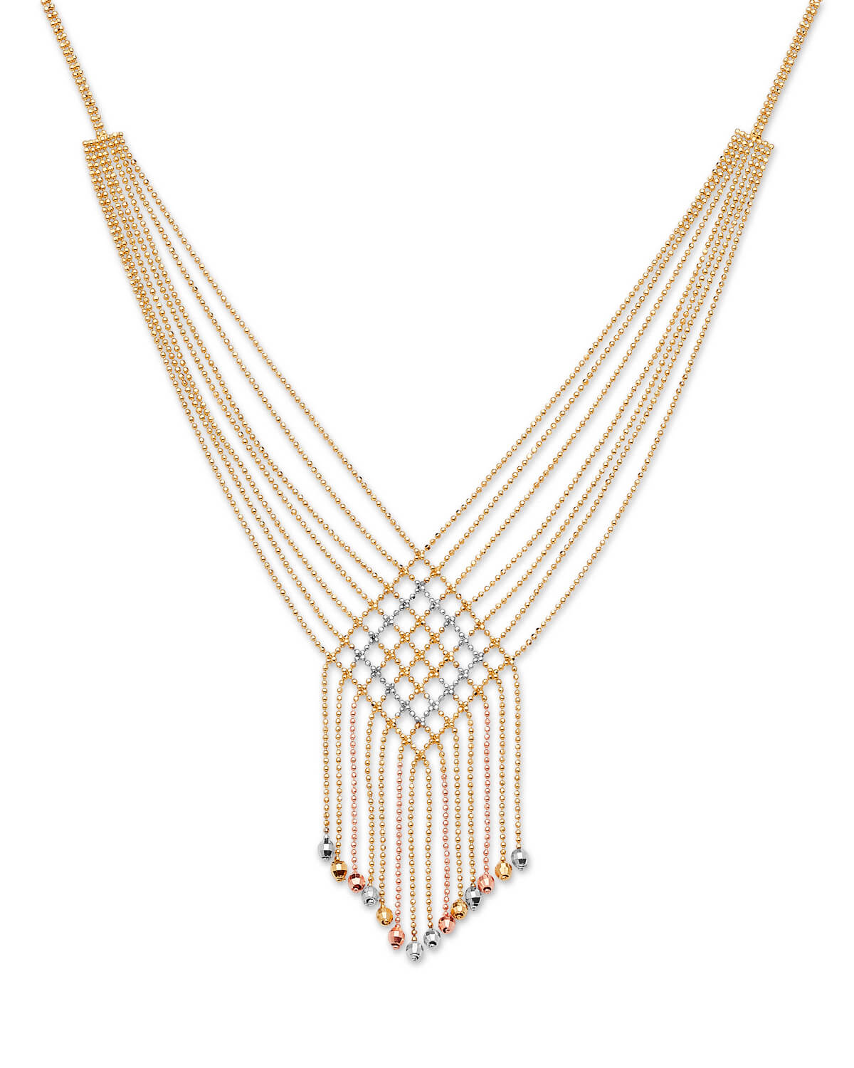 Fancy Necklace in 14K Tri-Color Gold