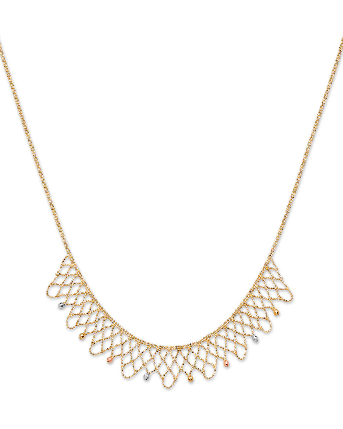 Fancy Necklace in 14K Tri-Color Gold
