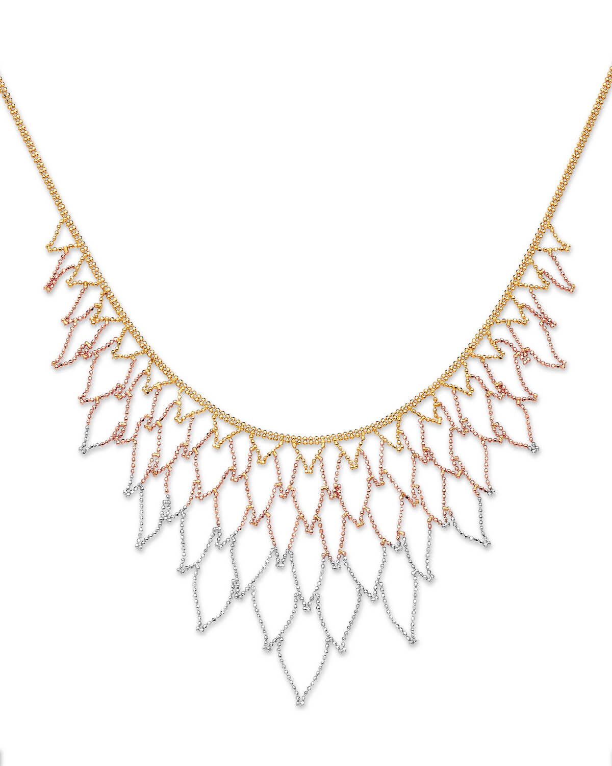 Fancy Necklace in 14K Tri-Color Gold