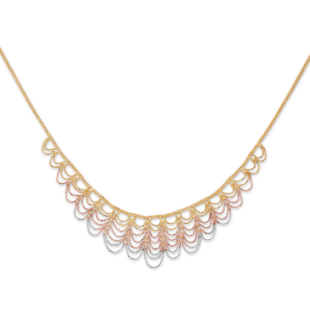 Fancy Necklace in 14K Tri-Color Gold