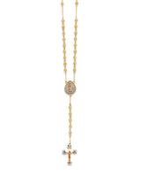 White CZ Crucifix Five-Decade Rosary Necklace in 14K Tri-Color Gold