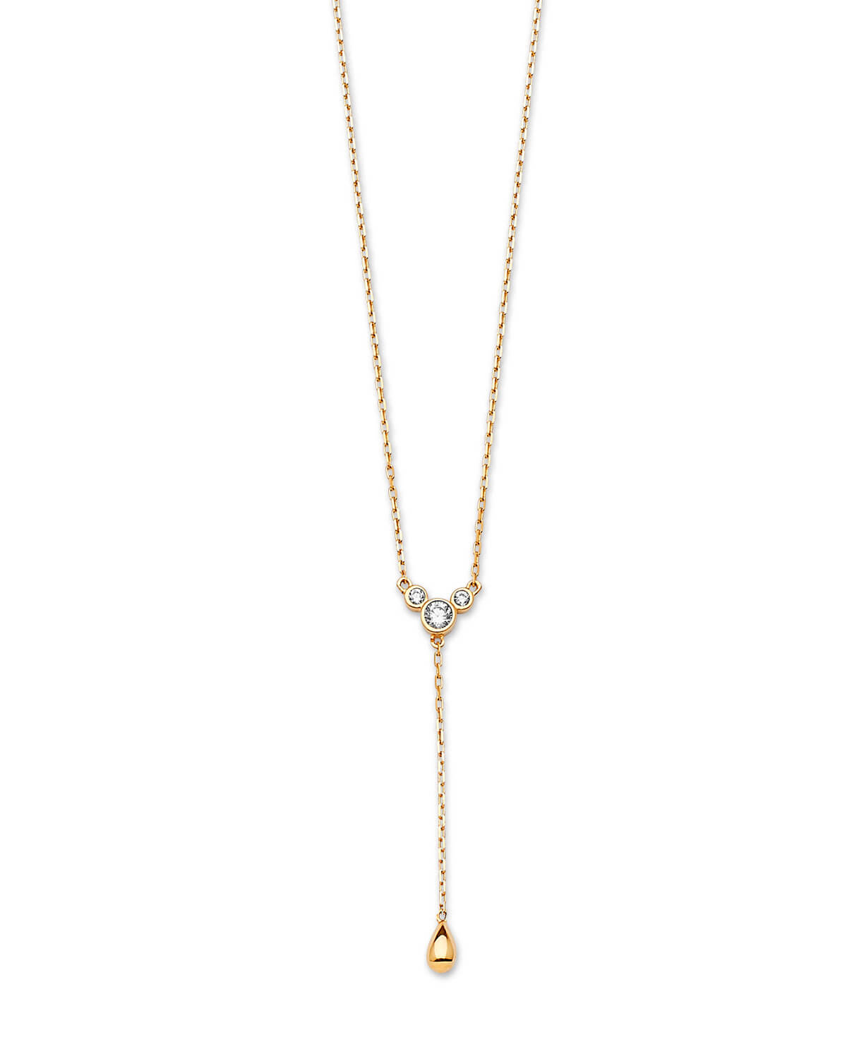 Adjustable White CZ Charm Necklace in 14K Gold