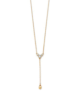 Adjustable White CZ Charm Necklace in 14K Gold