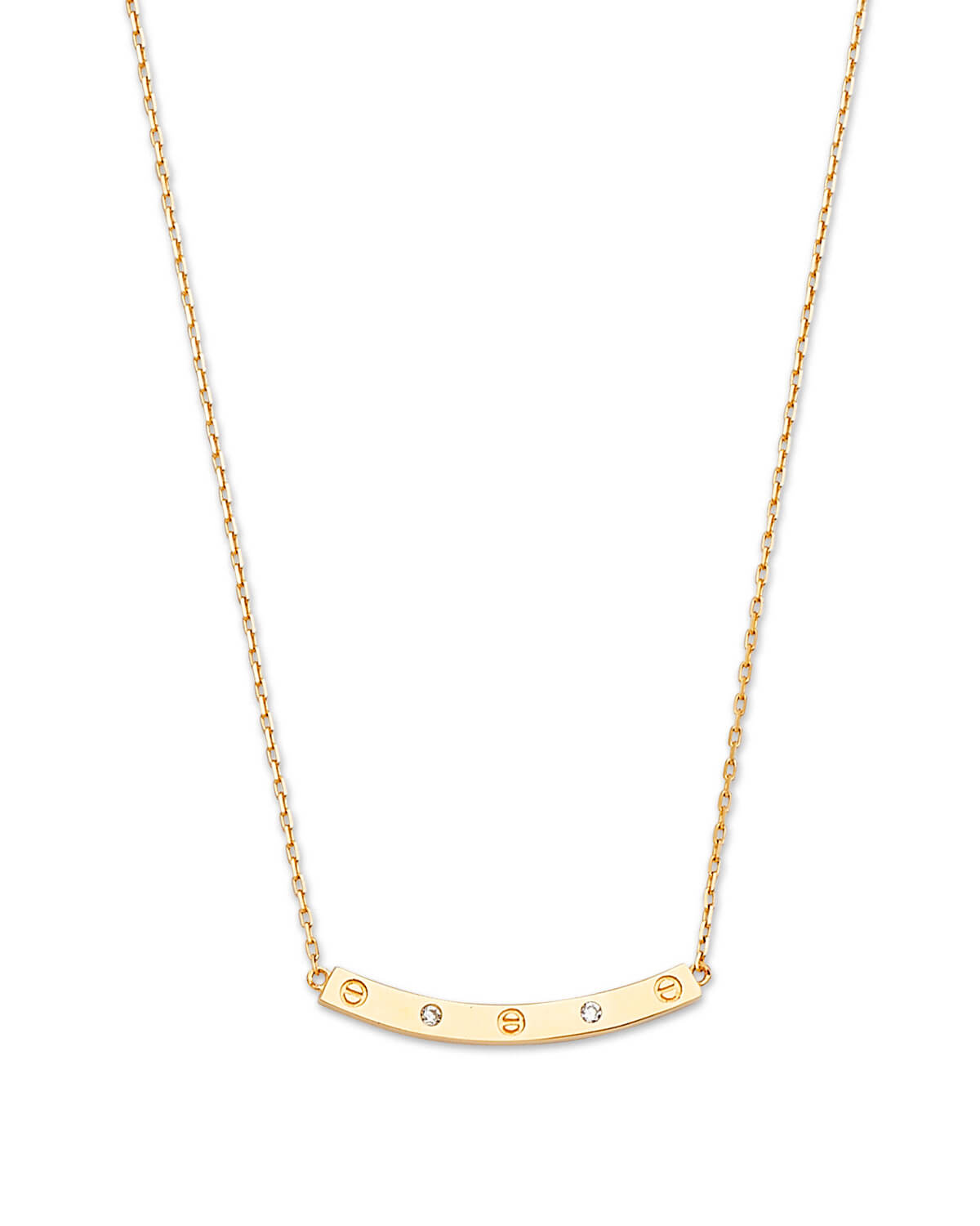 Adjustable White CZ Charm Necklace in 14K Gold