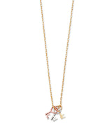 Adjustable Key Charm Necklace in 14K Tri-Color Gold