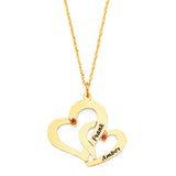 Red CZ Heart Personalized Charm Necklace in 14K Gold