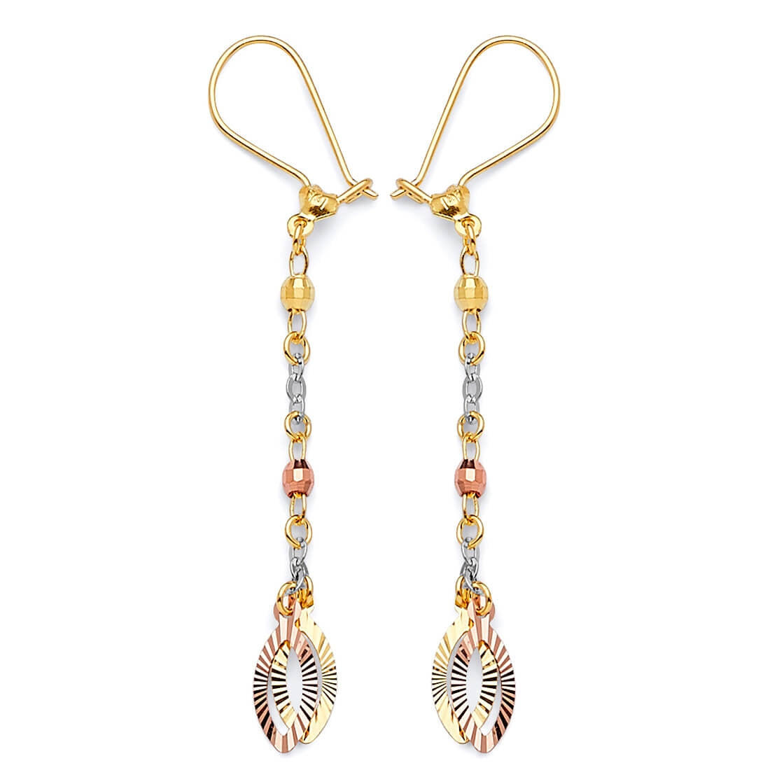 Tassel Earrings in 14K Tri-Color Gold