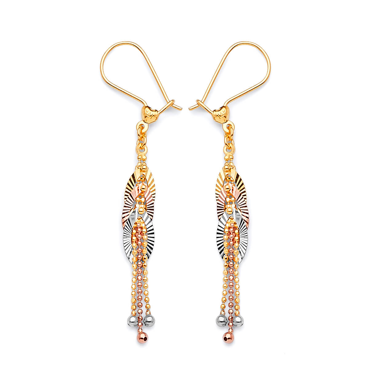 Guadalupe Tassel Earrings in 14K Tri-Color Gold