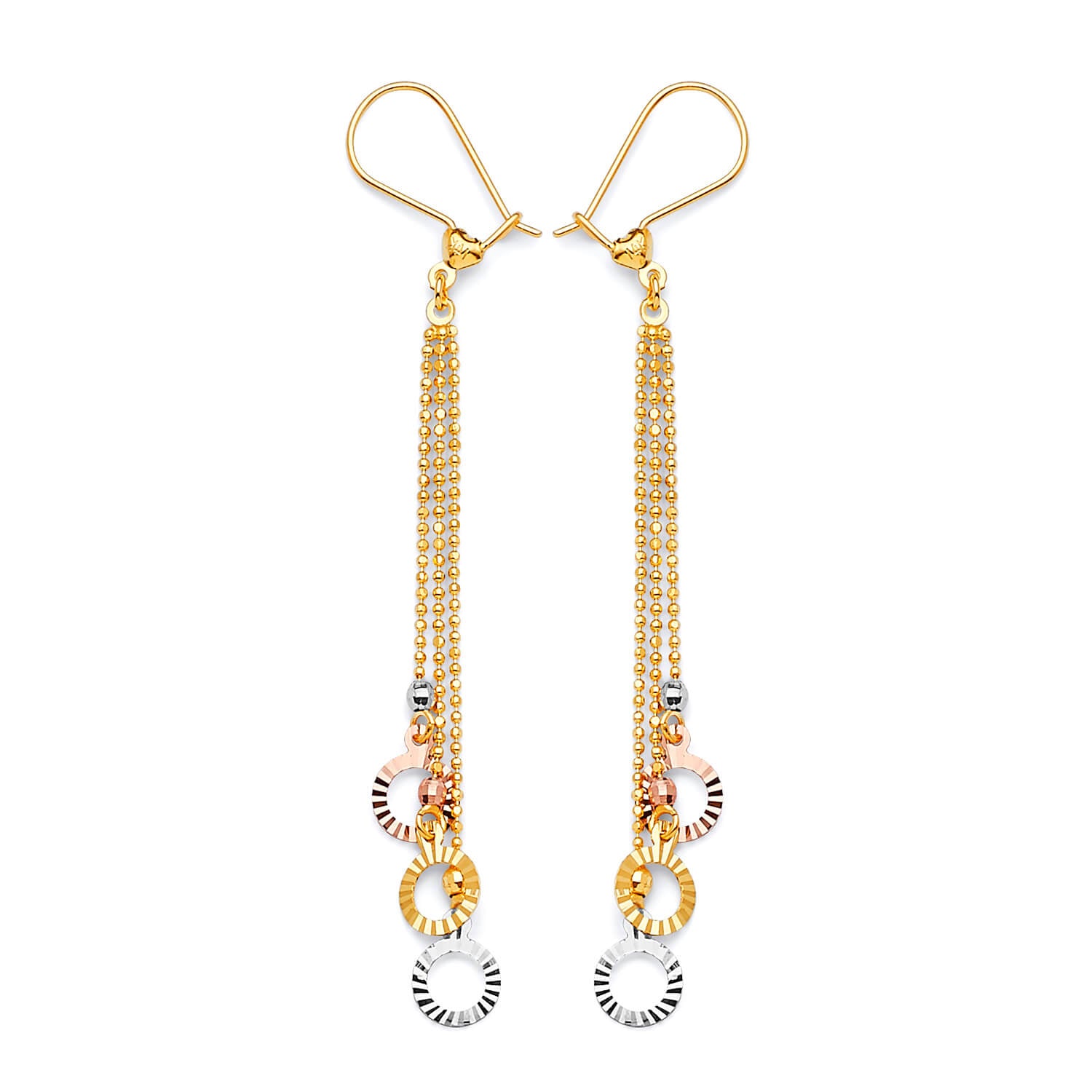 Tassel Earrings in 14K Tri-Color Gold