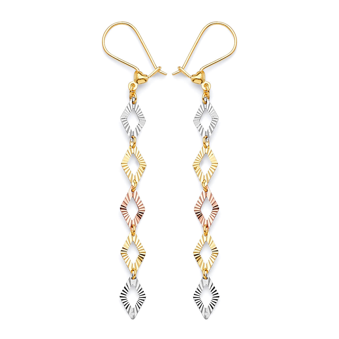 Tassel Earrings in 14K Tri-Color Gold