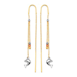 Dolphin Tassel Earrings in 14K Tri-Color Gold