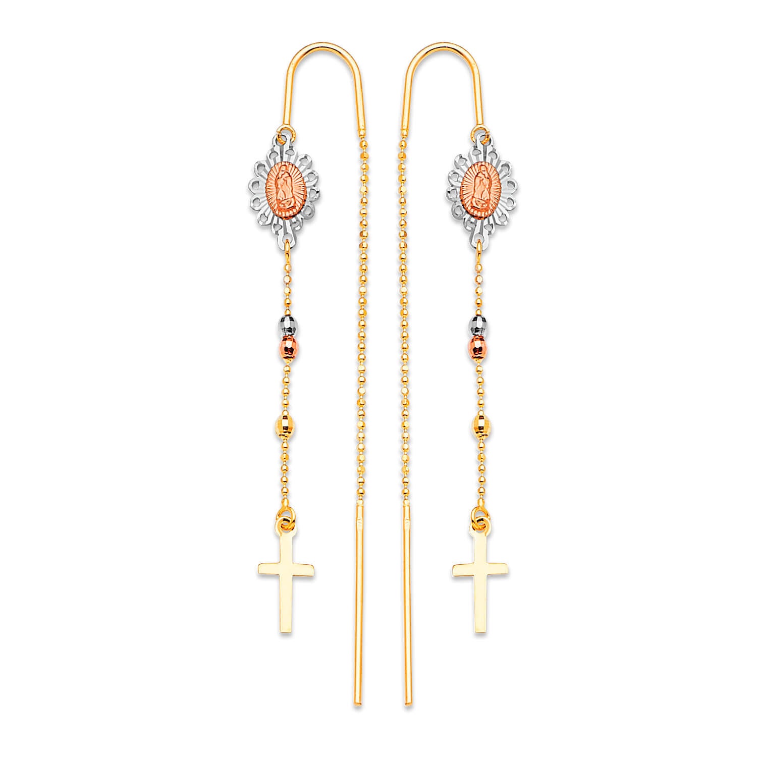 Guadalupe Tassel Earrings in 14K Tri-Color Gold
