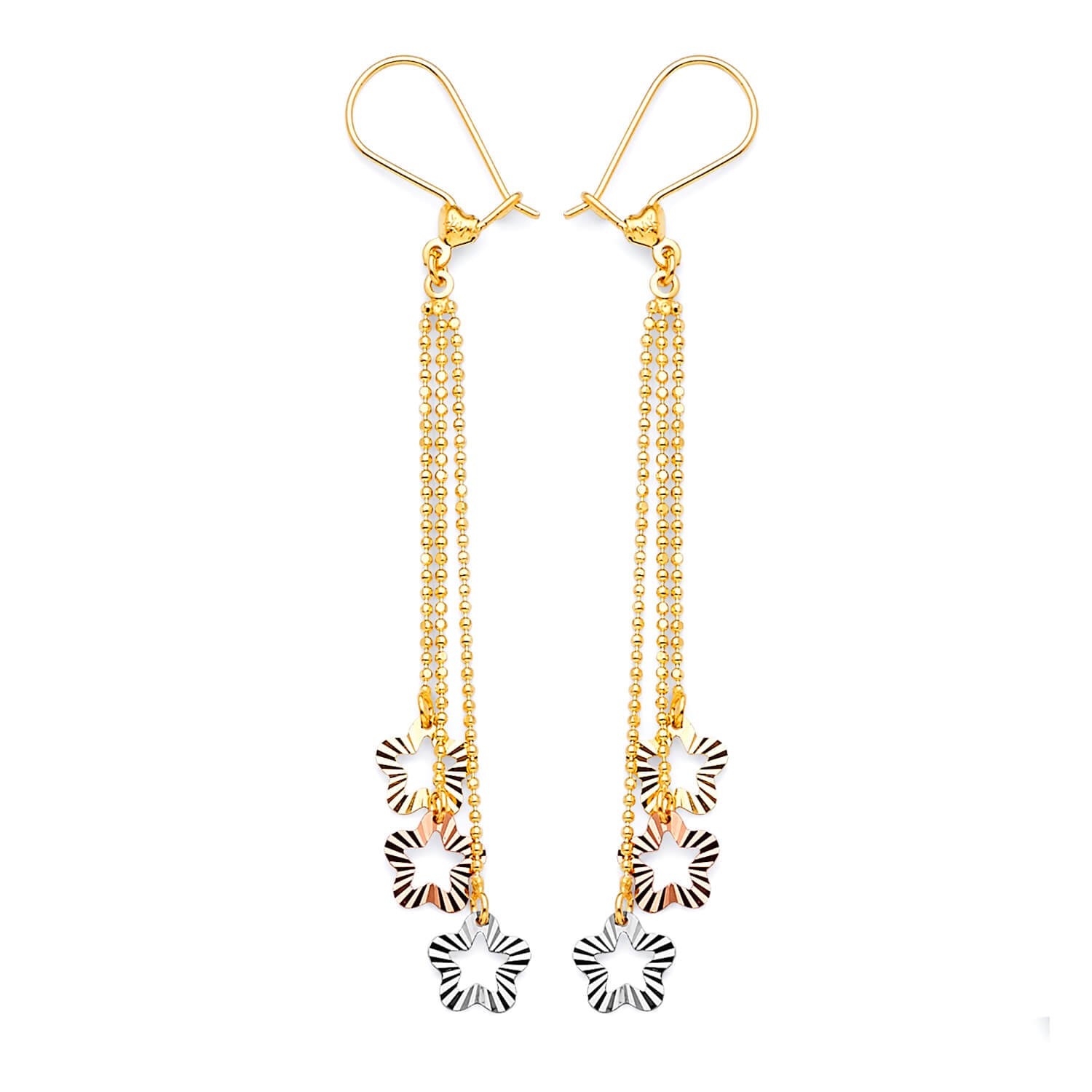 Tassel Earrings in 14K Tri-Color Gold