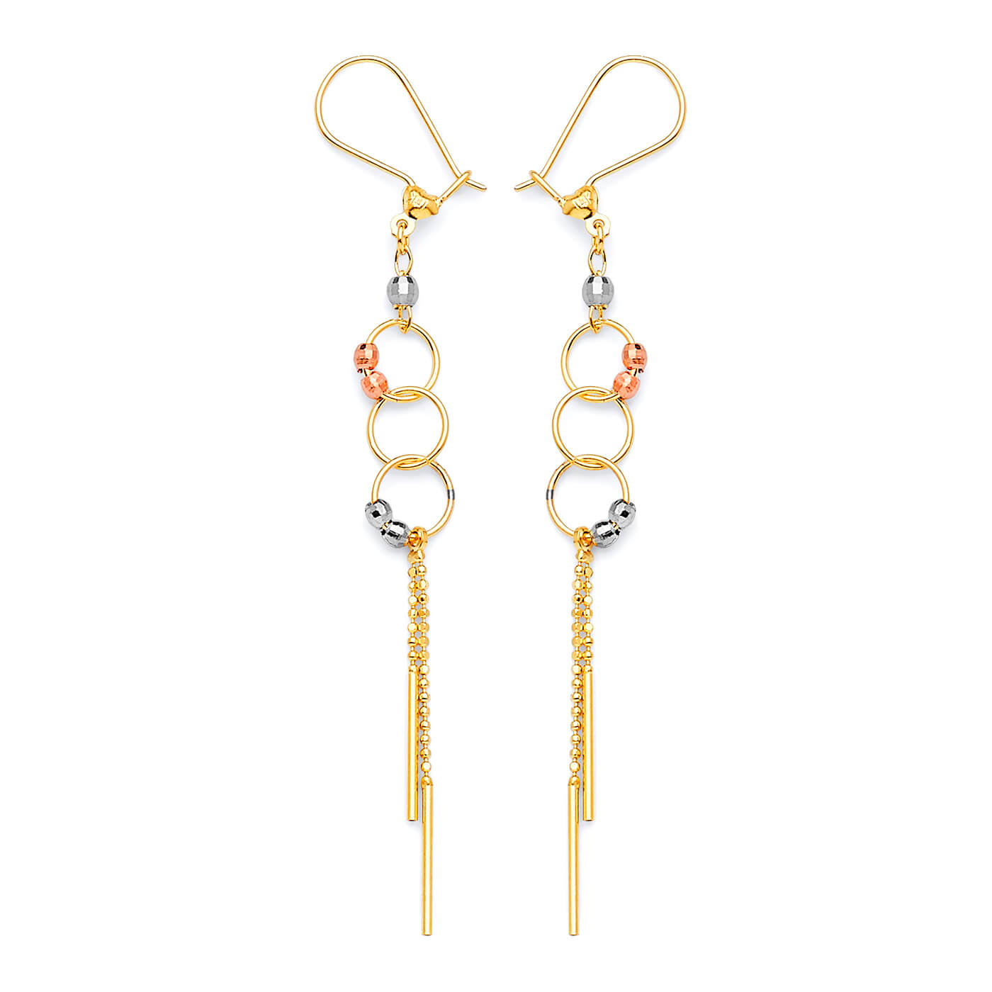Tassel Earrings in 14K Tri-Color Gold