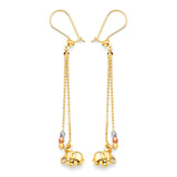 Elephant Tassel Earrings in 14K Tri-Color Gold