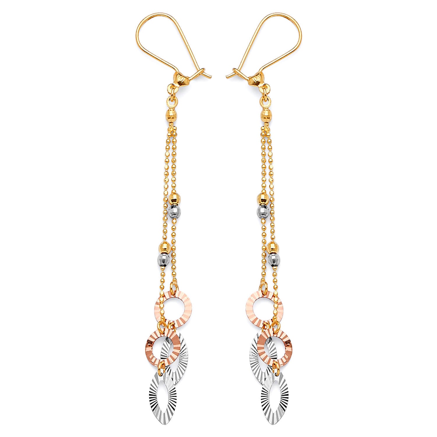 Tassel Earrings in 14K Tri-Color Gold