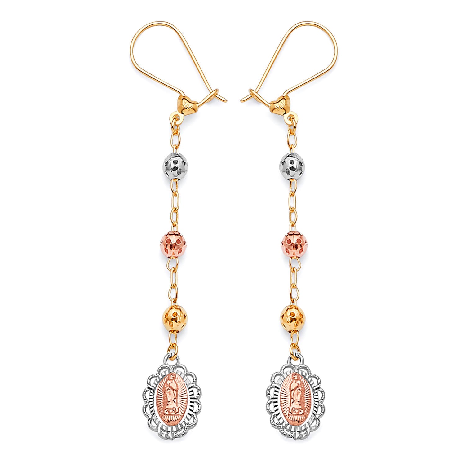 Guadalupe Tassel Earrings in 14K Tri-Color Gold