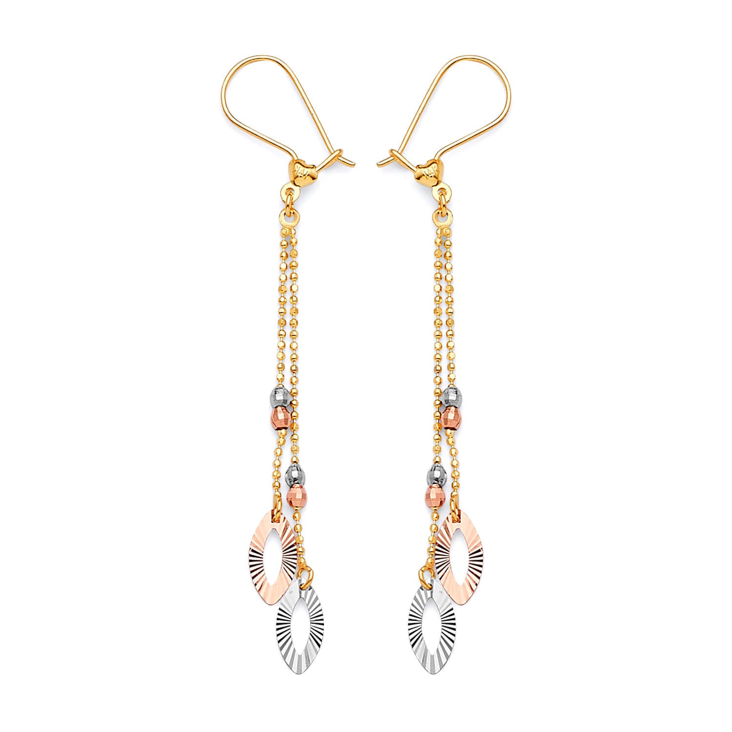 Tassel Earrings in 14K Tri-Color Gold