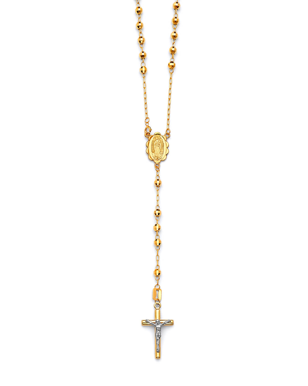 Crucifix Five-Decade Rosary Necklace in 14K Two-Tone Gold