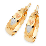 Heart Bangle Hoop Earrings in 14K Tri-Color Gold
