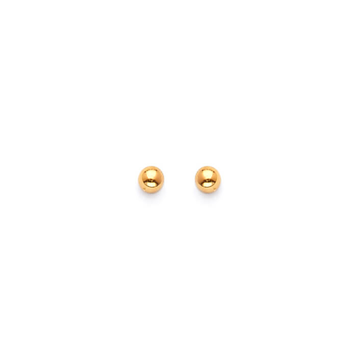 Gold Ball Stud Earrings in 14K Gold and Screw Backing