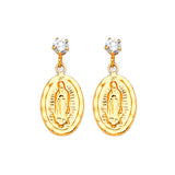 Guadalupe Dangling Earrings with White CZ in 14K Gold and Screw Backing