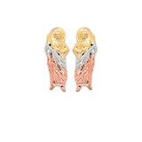 San Judas Stud Earrings in 14K Tri-Color Gold