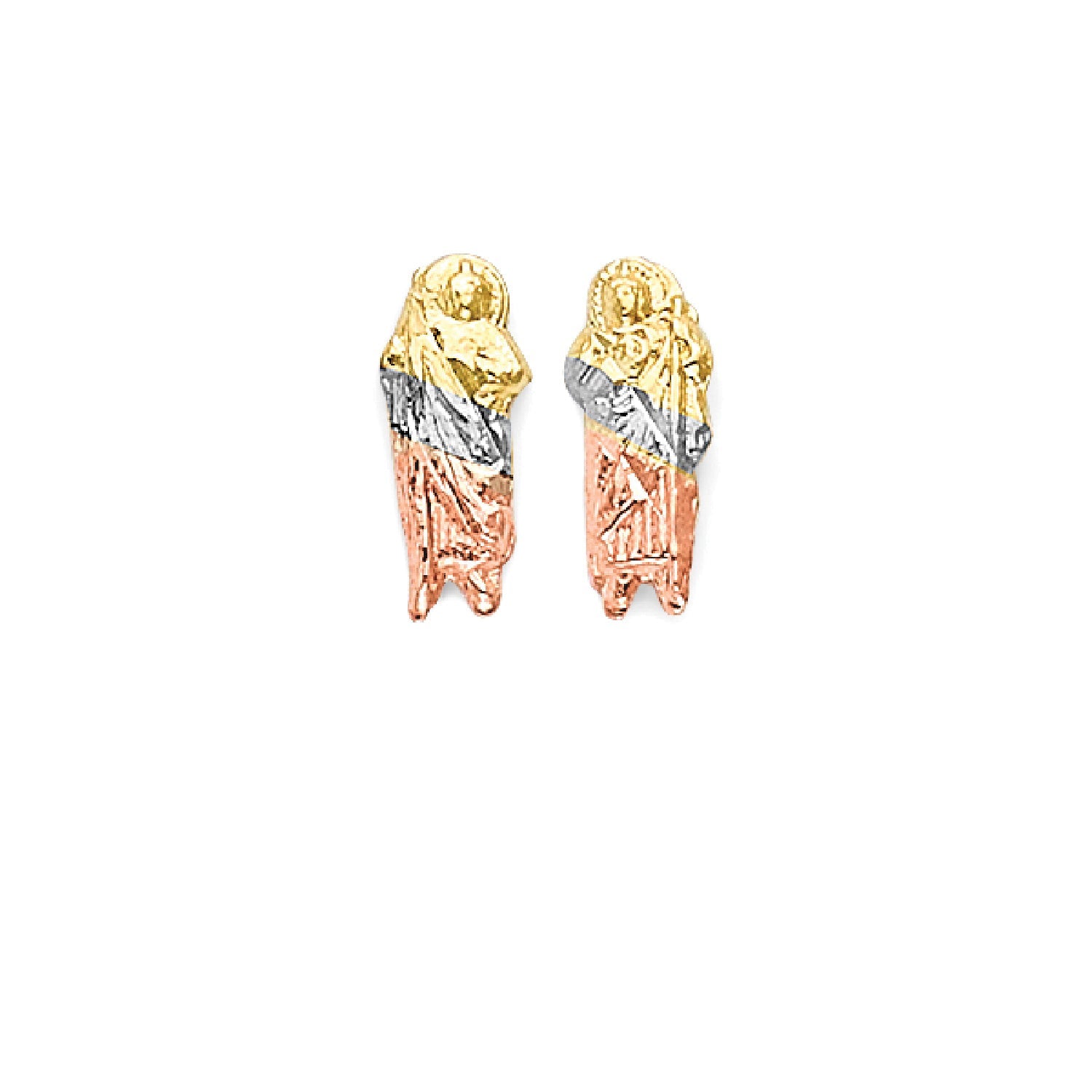 San Judas Stud Earrings in 14K Tri-Color Gold