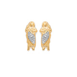White CZ San Judas Stud Earrings in 14K Gold