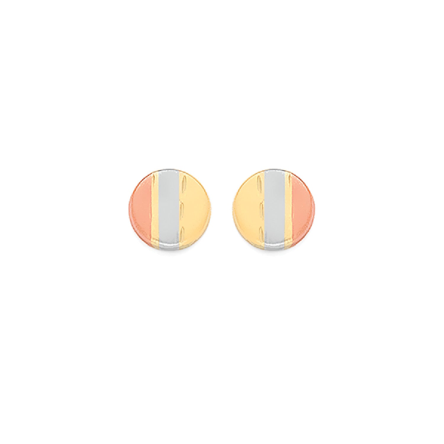 Orb Stud Earrings in 14K Tri-Color Gold