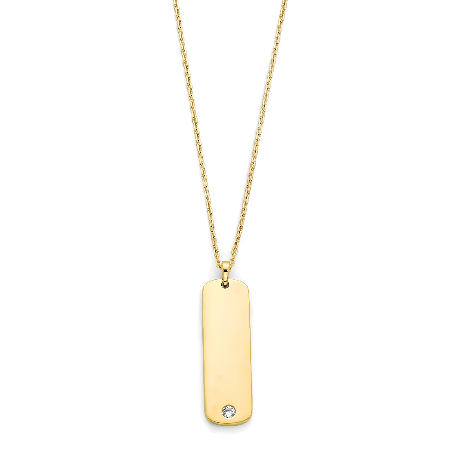 Adjustable White CZ Personalized Necklace in 14K Gold