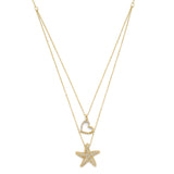 Adjustable White CZ Star Charm Necklace in 14K Gold
