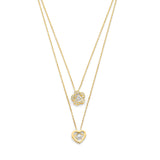 Adjustable White CZ Heart Necklace in 14K Gold