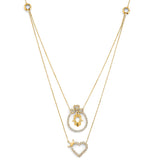 Adjustable White CZ Heart Necklace in 14K Gold