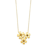 Adjustable Brown CZ Flower Necklace in 14K Gold