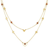 Adjustable Red CZ Heart Necklace in 14K Gold