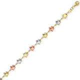 Ladies Star Charm Bracelet in 14K Tri-Color Gold