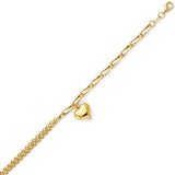 Ladies Heart Charm Bracelet in 14K Gold