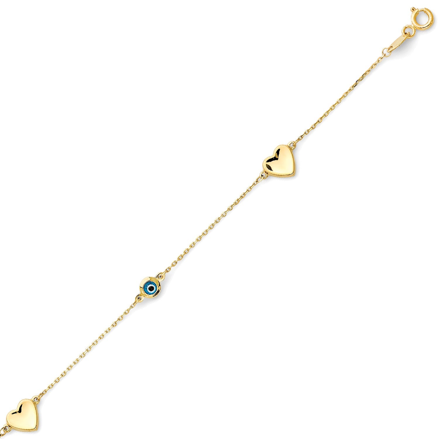 Blue, White & Black Enamel Eye Ladies Bracelet in 14K Gold