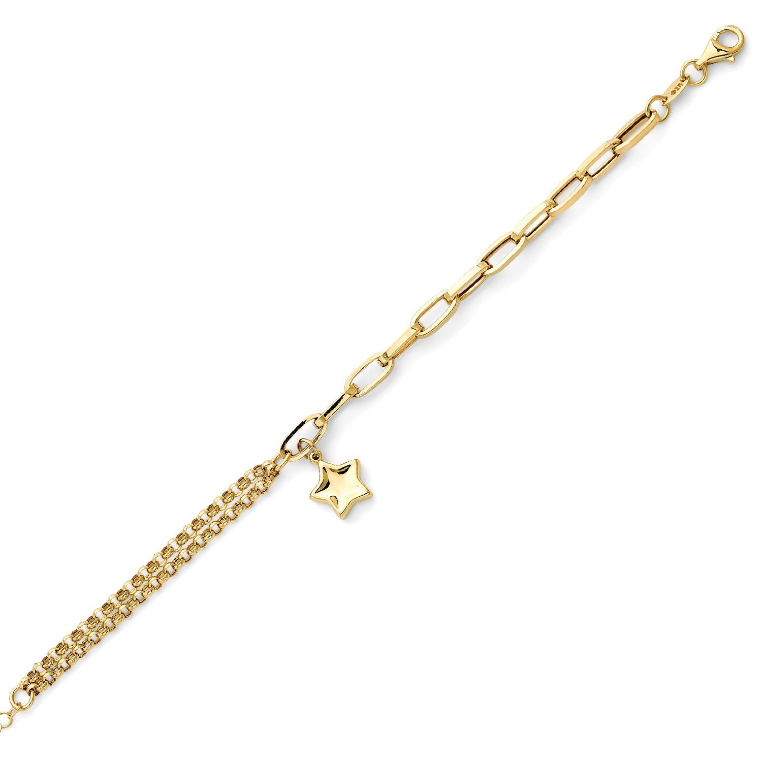 Ladies Star Charm Bracelet in 14K Gold
